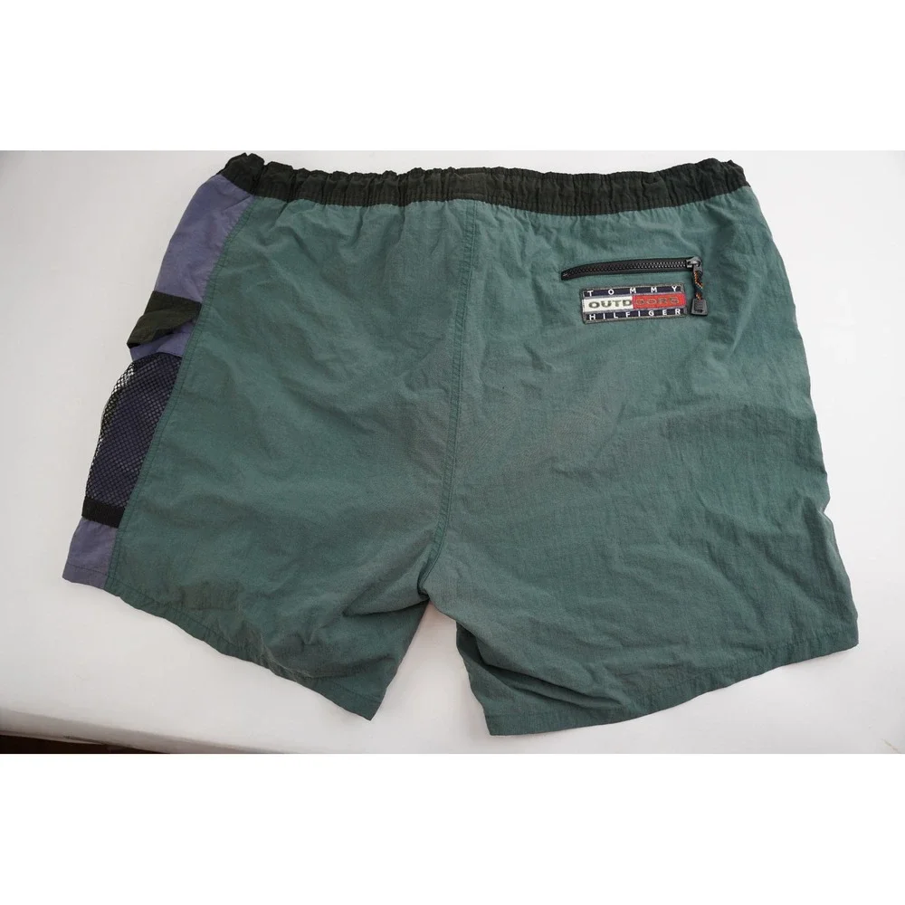 Vintage Tommy Hilfiger Swim Shorts Mens XL Green Outdoors Expedition Nylon - Picture 7 of 9